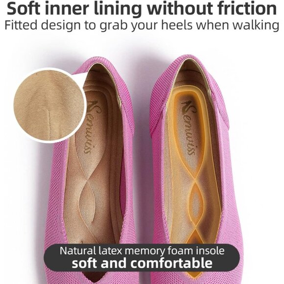 Women Pointed Toe Ballet Pink Red Flat Comfortable Casual Dressy Office Shoes - Picture 2 of 6